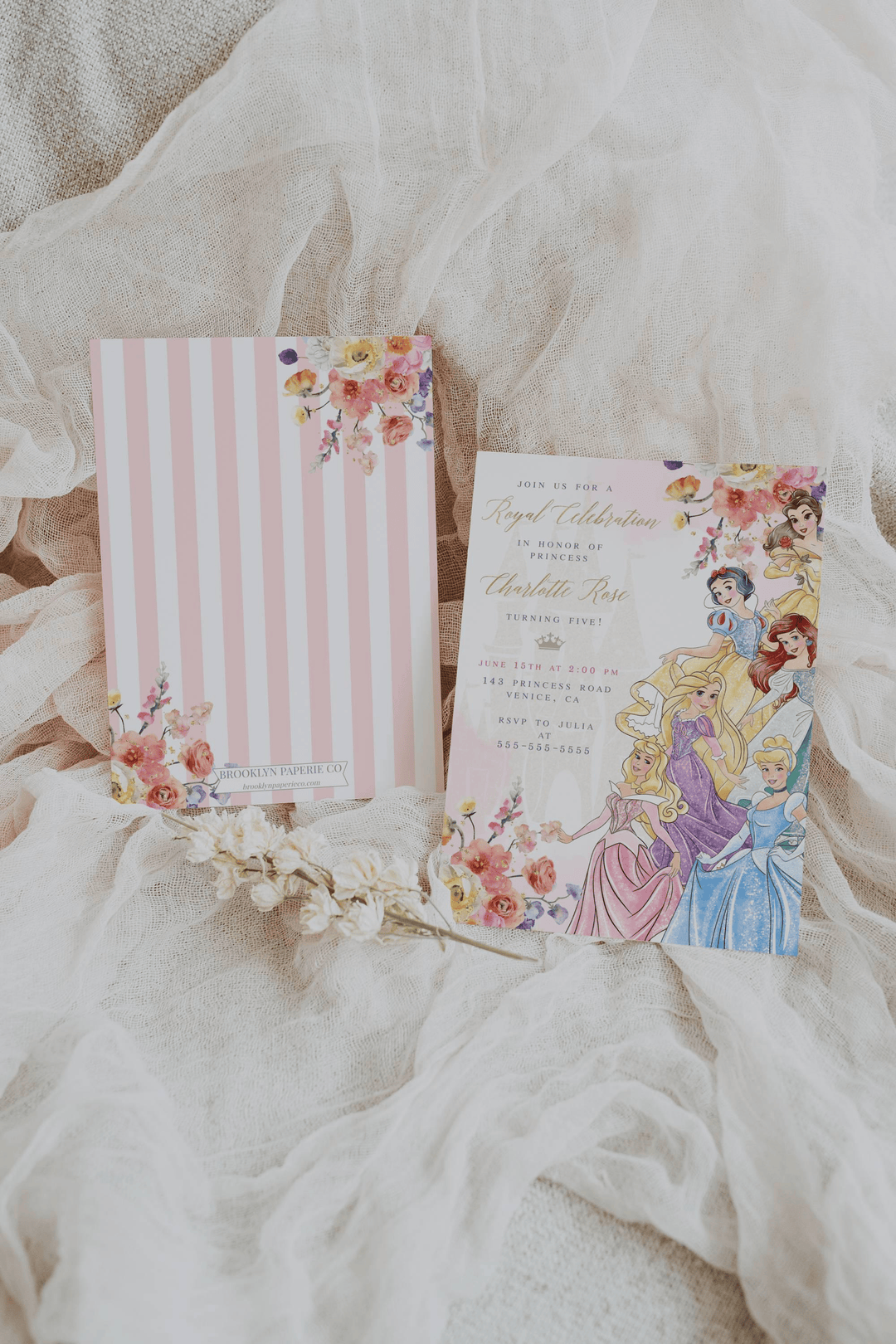 Princess Birthday Invitation - Editable Princess Invitation - Floral Princess Invitation - Pastel Princess Invite - Royal Celebration Invite