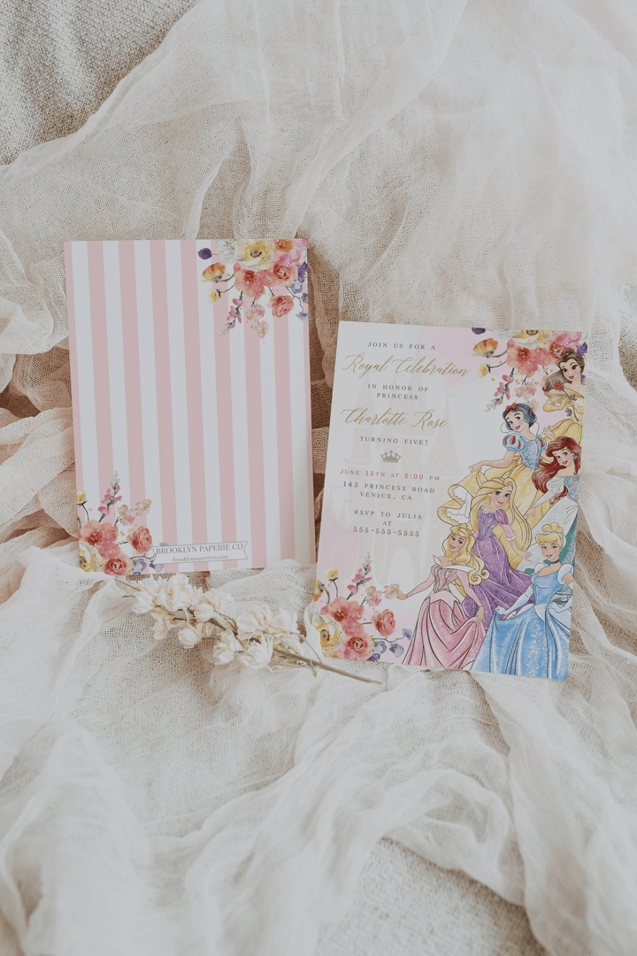 Princess Birthday Invitation - Editable Princess Invitation - Floral Princess Invitation - Pastel Princess Invite - Royal Celebration Invite