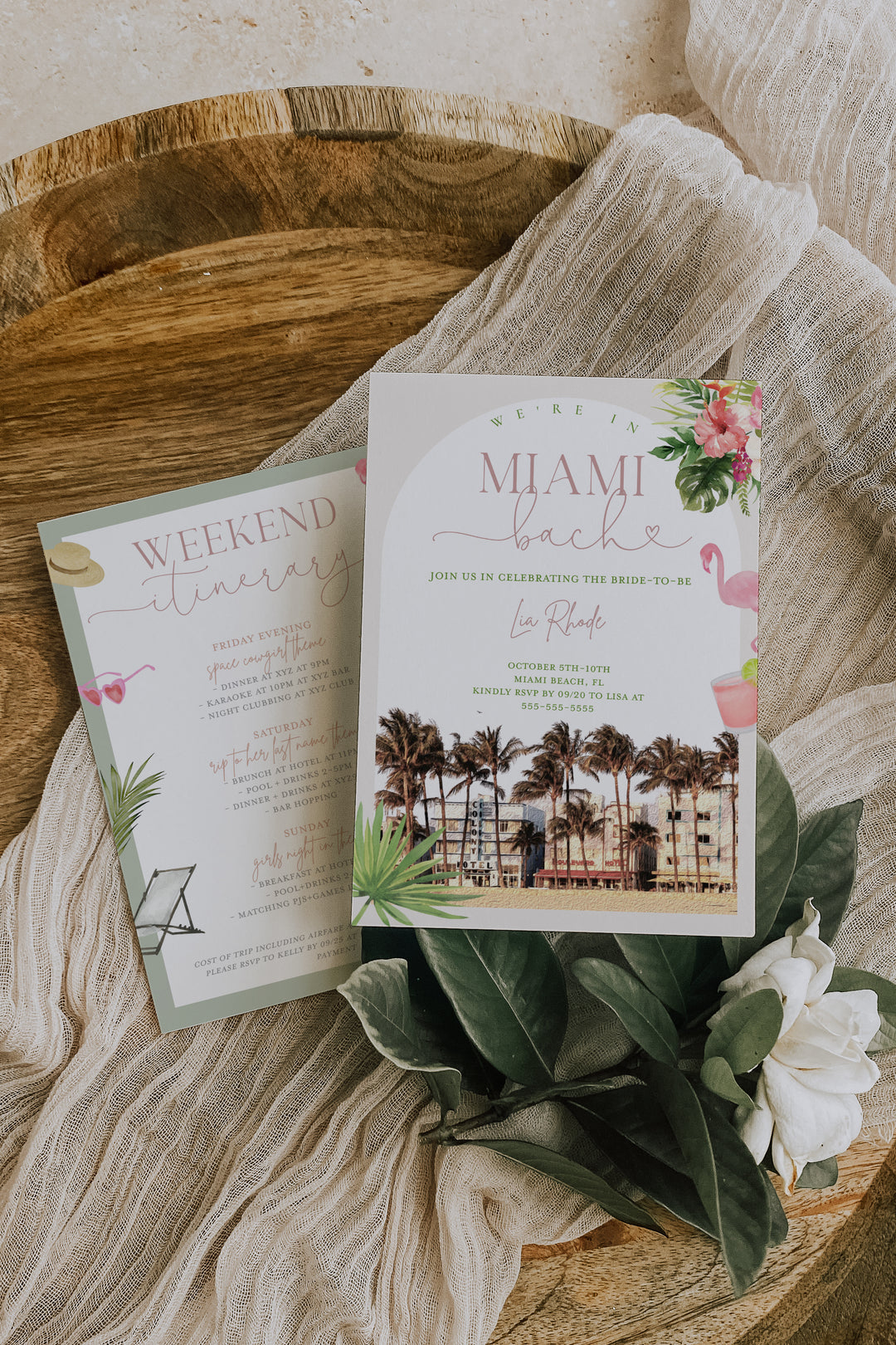 Miami Bachelorette Invitation - Miami Girls Trip Invitation - Miami Bachelorette Itinerary - Miami Bachelorette Weekend - Miami Invitation