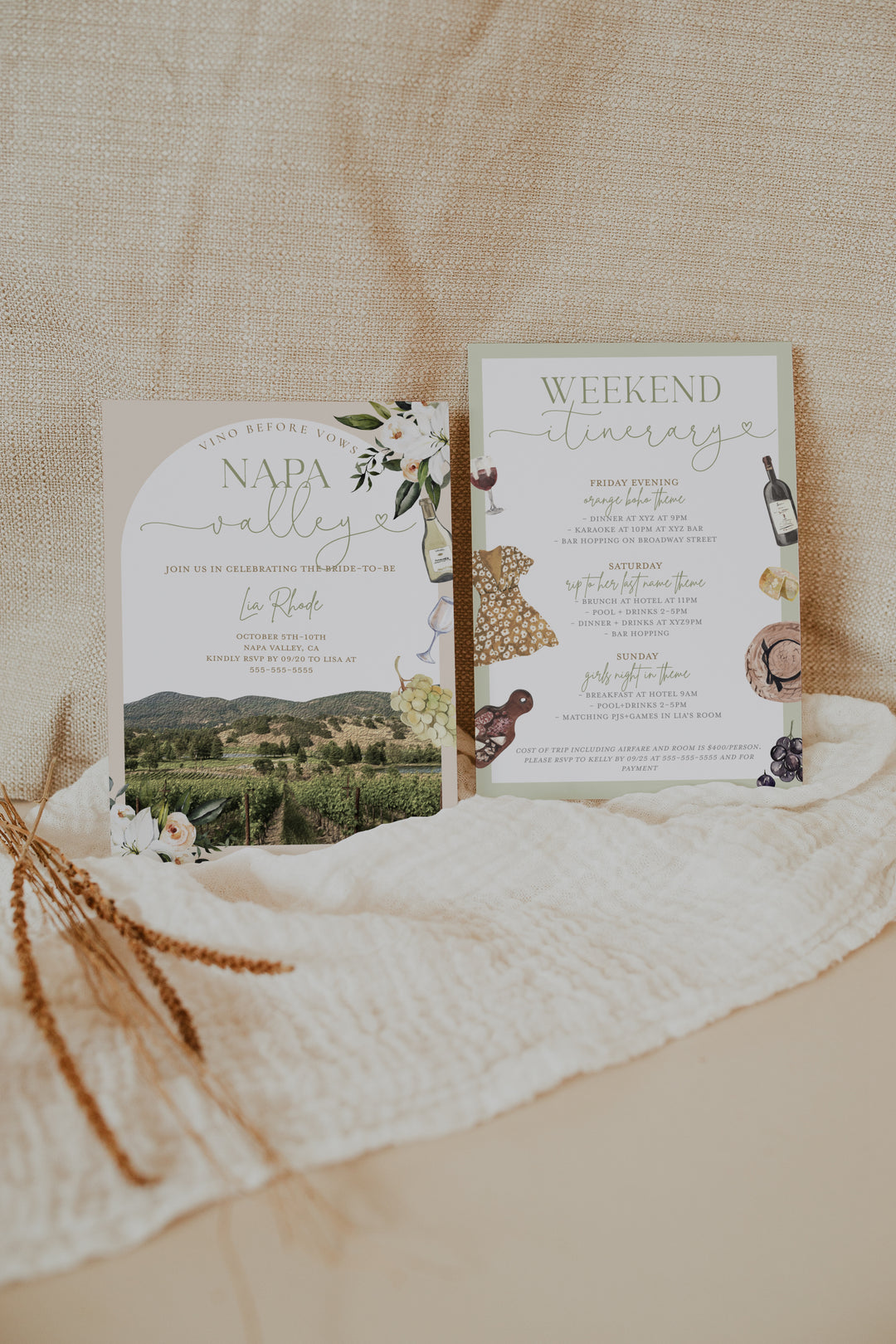 Napa Valley Bachelorette Invitation - Napa Bachelorette - Vineyard Bachelorette - Napa Invitation - Napa Valley Bridal Invitation - Winery Bachelorette Invitation