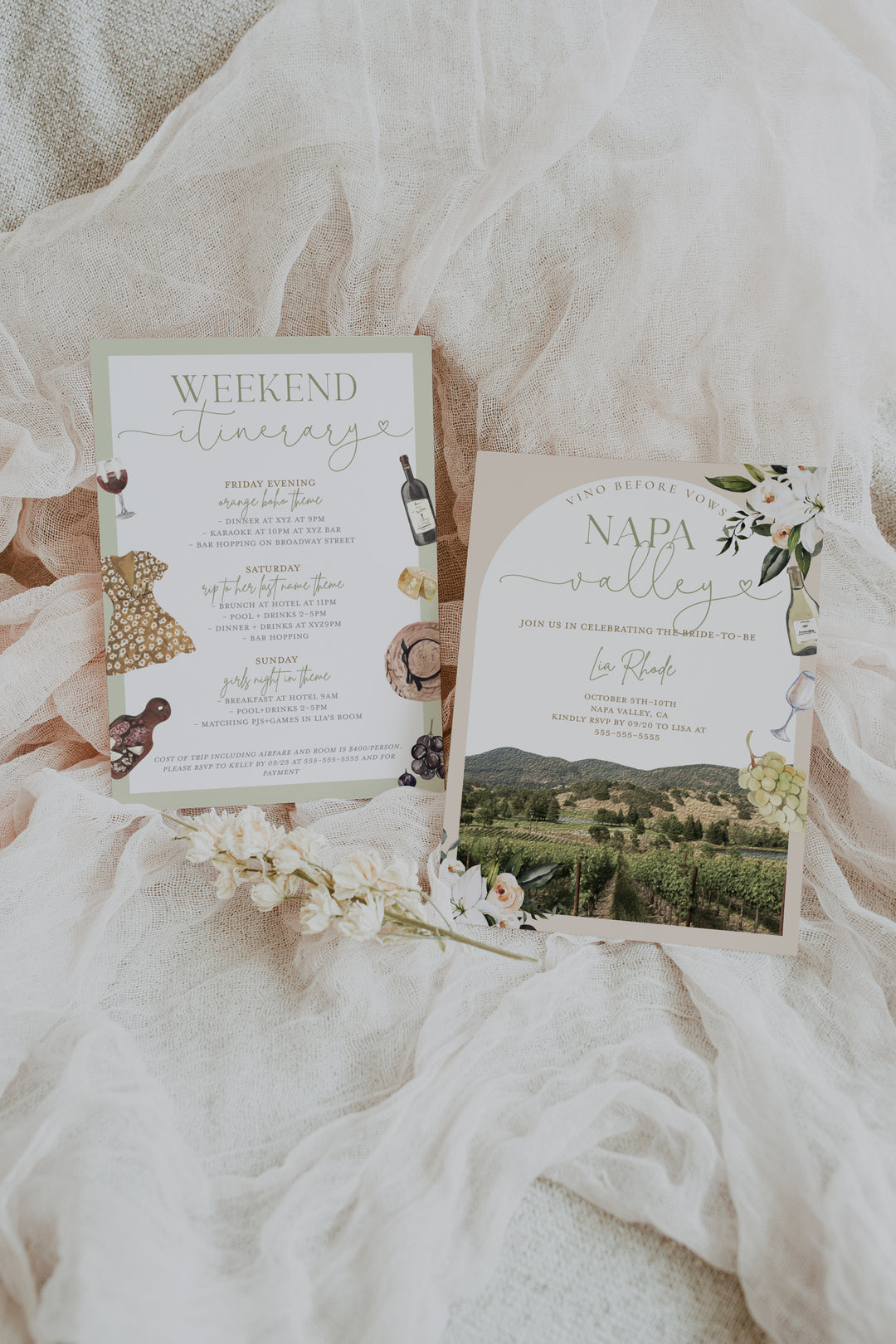 Napa Valley Bachelorette Invitation - Napa Bachelorette - Vineyard Bachelorette - Napa Invitation - Napa Valley Bridal Invitation - Winery Bachelorette Invitation