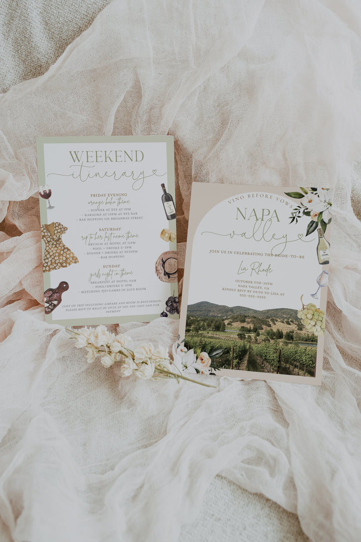 Napa Valley Bachelorette Invitation - Napa Bachelorette - Vineyard Bachelorette - Napa Invitation - Napa Valley Bridal Invitation - Winery Bachelorette Invitation