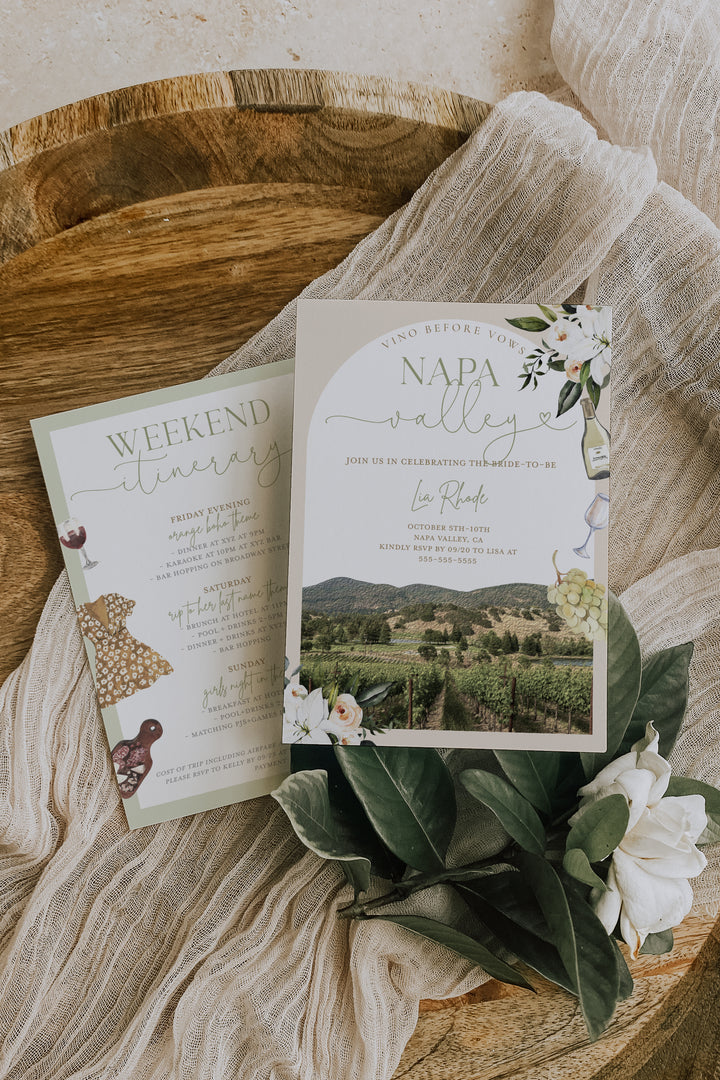 Napa Valley Bachelorette Invitation - Napa Bachelorette - Vineyard Bachelorette - Napa Invitation - Napa Valley Bridal Invitation - Winery Bachelorette Invitation