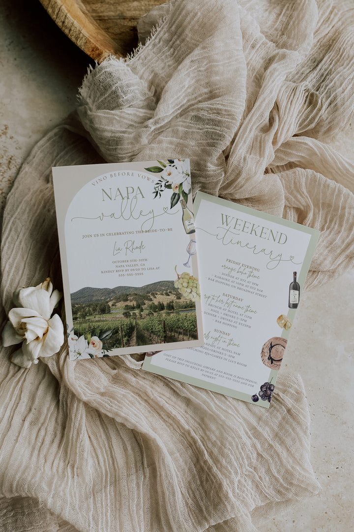 Napa Valley Bachelorette Invitation - Napa Bachelorette - Vineyard Bachelorette - Napa Invitation - Napa Valley Bridal Invitation - Winery Bachelorette Invitation