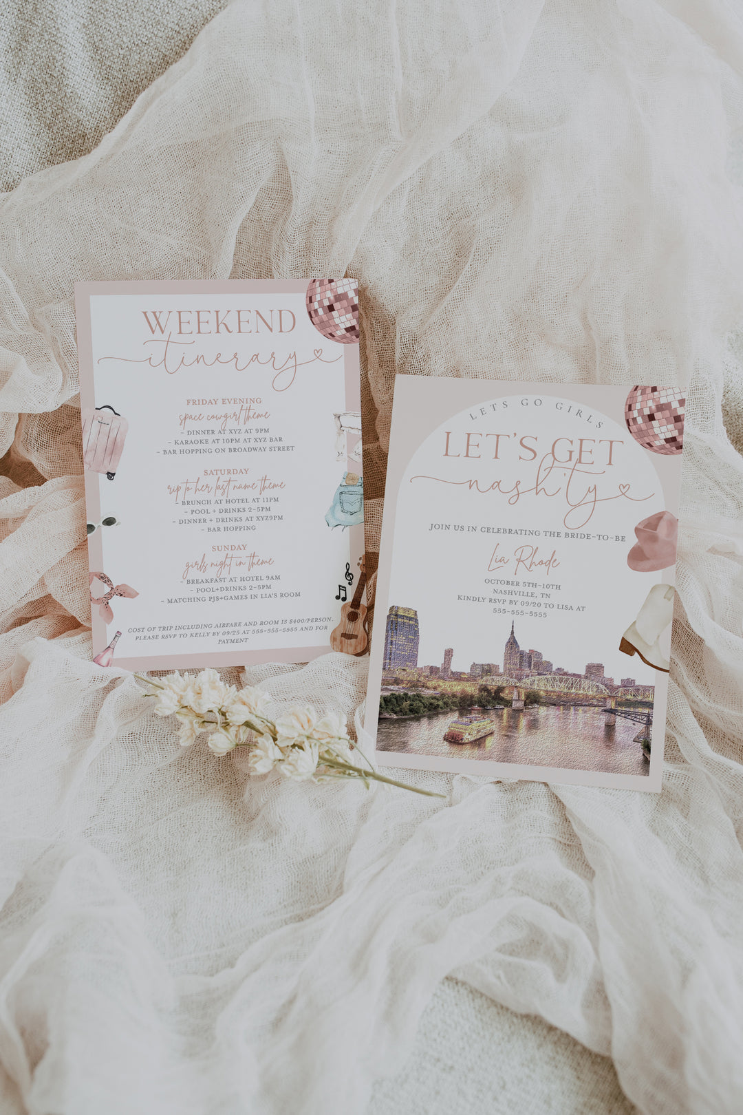 Nashville Bachelorette Invitation - Nash Bach Invite - Nashville Girls Trip Invitation Itinerary - Let's Get Nashty Bachelorette - Nash Girl Trip Invite