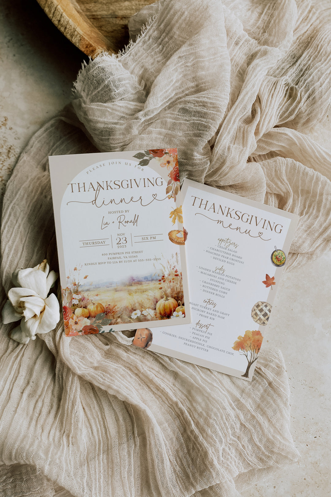 Thanksgiving Invitation & Menu - Thanksgiving Dinner Invite - Fall Dinner Invitation - Thanksgiving Menu Invitation - Thanksgiving Menu 5x7 Invitation Menu