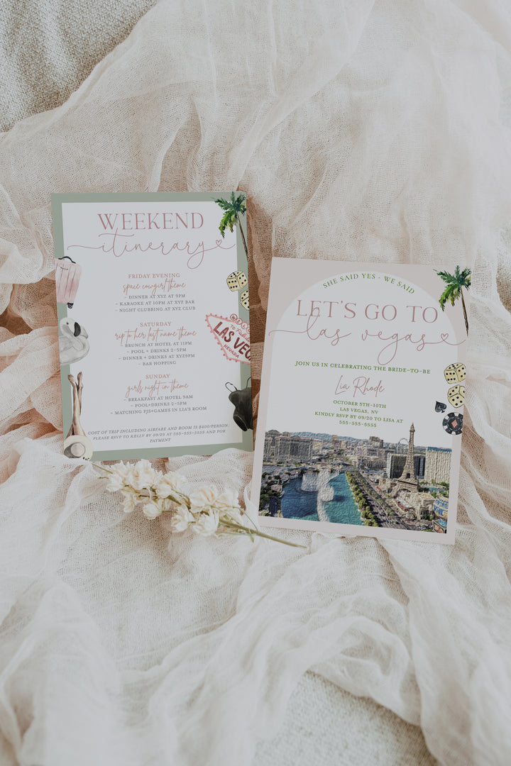 Las Vegas Bachelorette Invitation - Vegas Bachelorette - Vegas Bridal Invitation - Vegas Girls Trip Invitation - Las Vegas Invite Itinerary