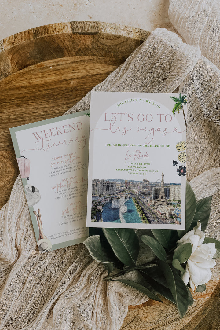 Las Vegas Bachelorette Invitation - Vegas Bachelorette - Vegas Bridal Invitation - Vegas Girls Trip Invitation - Las Vegas Invite Itinerary