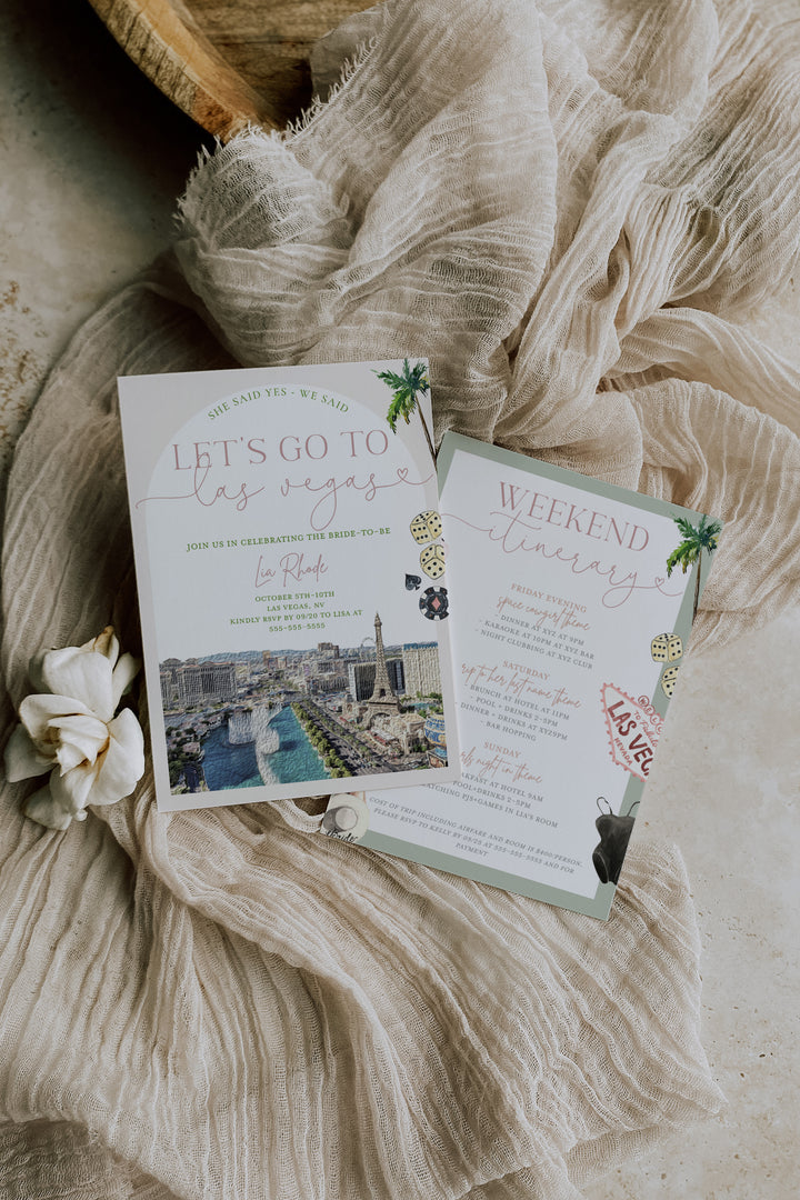 Las Vegas Bachelorette Invitation - Vegas Bachelorette - Vegas Bridal Invitation - Vegas Girls Trip Invitation - Las Vegas Invite Itinerary