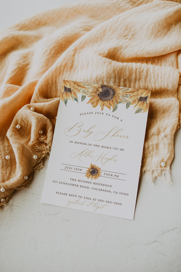 Sunflower Baby Shower Invitation - Boho Sunflower Baby Shower Invitation - Our Little Sunflower Theme Invitation - Summer Baby Shower Invite