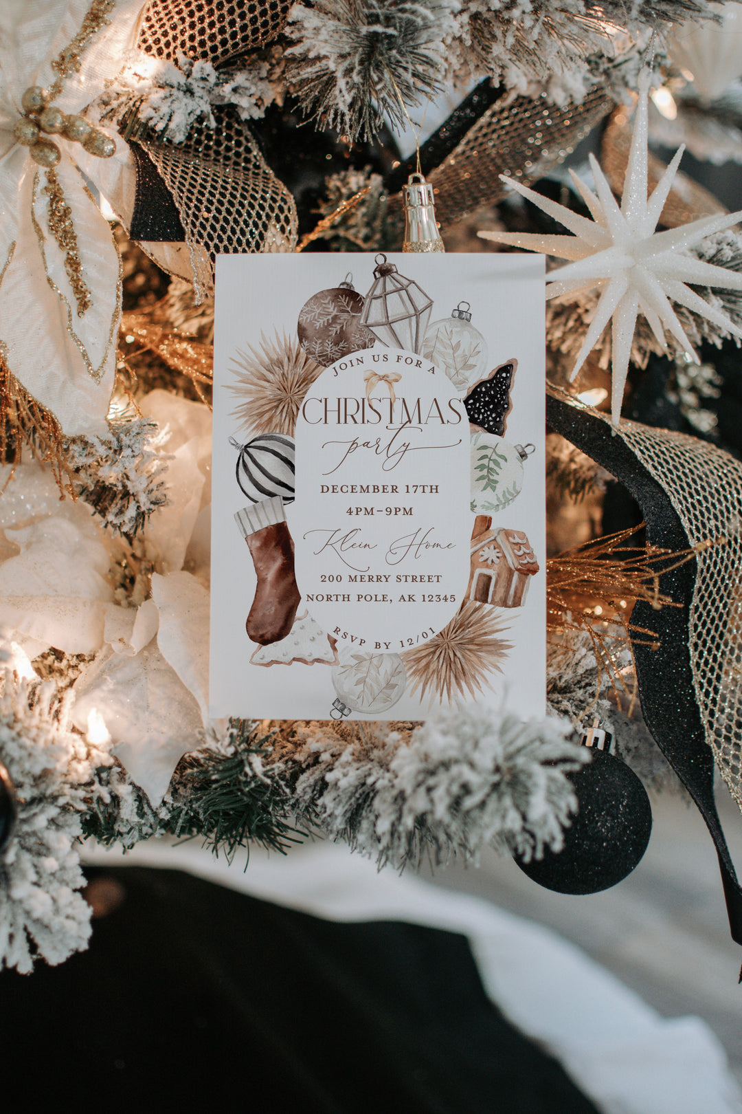 Neutral Christmas Invitation - Cozy Christmas Card - Christmas Party Invitation - Holiday Party Invitation Template - Christmas Template
