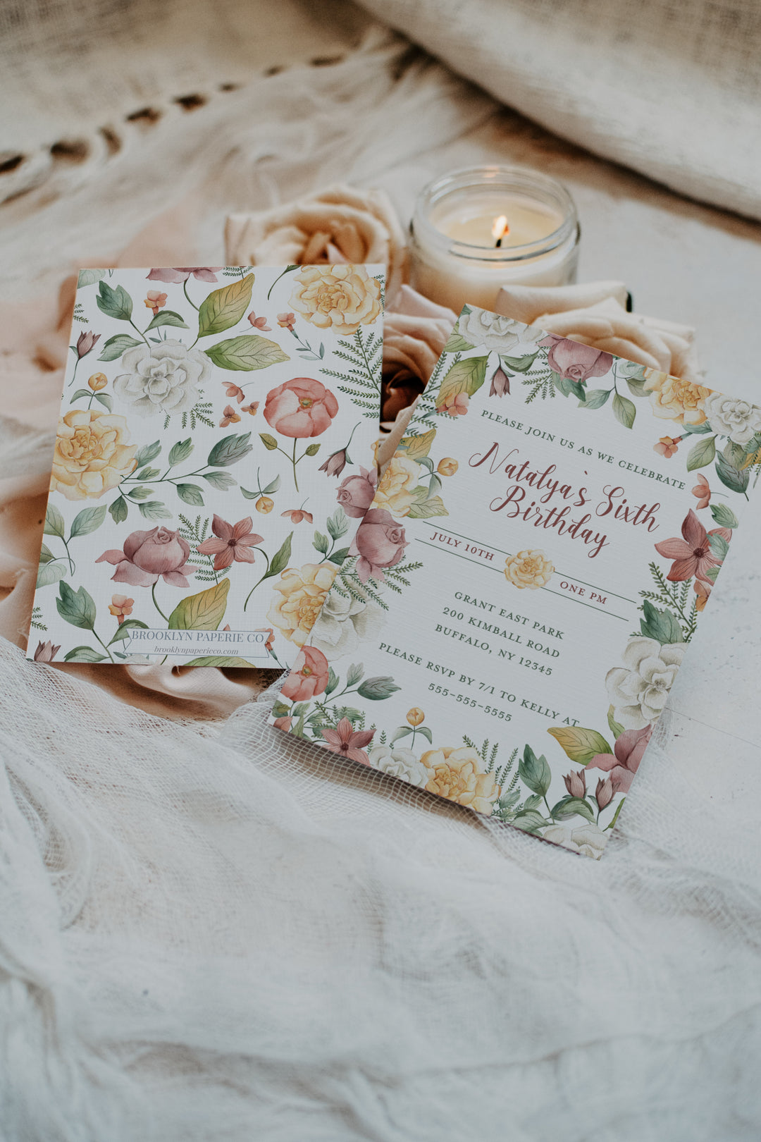 Baby Girl Floral Birthday Invitation - Boho Floral Birthday Invitation - Floral Birthday Invitation - Boho Flowery Birthday Invitation