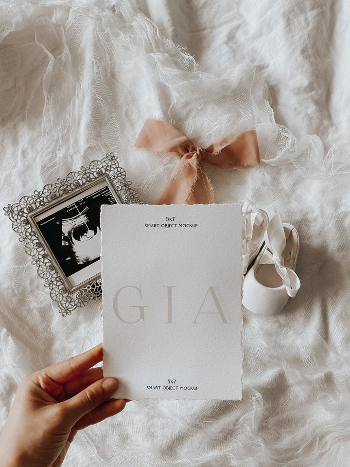 Baby Shower Invitation Mockup - Girl Baby Shower Invitation Mockup - Feminine Invitation Mockup - Soft Pink Invitation Mockup - 5x7 Mock A5