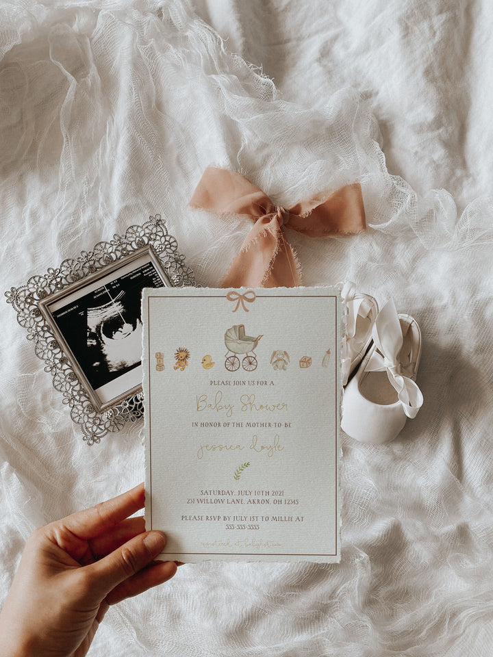 Baby Shower Invitation Mockup - Girl Baby Shower Invitation Mockup - Feminine Invitation Mockup - Soft Pink Invitation Mockup - 5x7 Mock A5