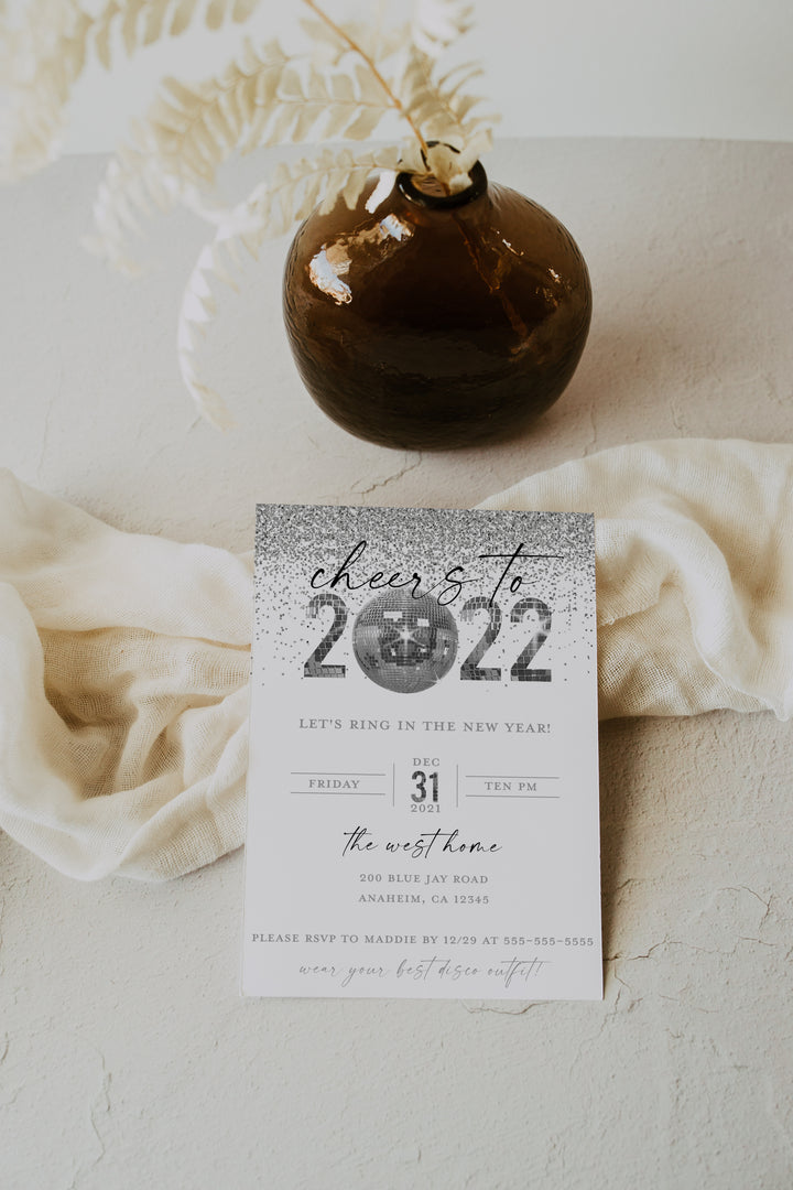 New Years Eve Invitation - Disco Theme New Years Invitation - Glam New Years Invitation - NYE Invitation - 2022 NYE Invite - Digital File