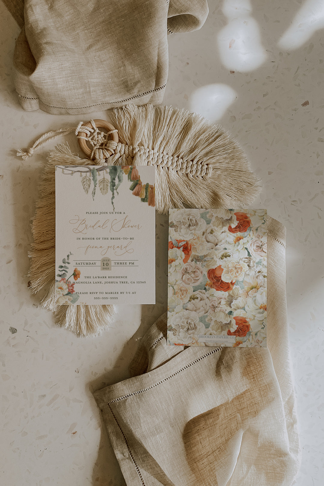 Moody Boho Bridal Shower Invitation - Modern Boho Bridal Shower Invitation - Macrame Boho Bridal Shower Invite - Bachelorette Boho Invite