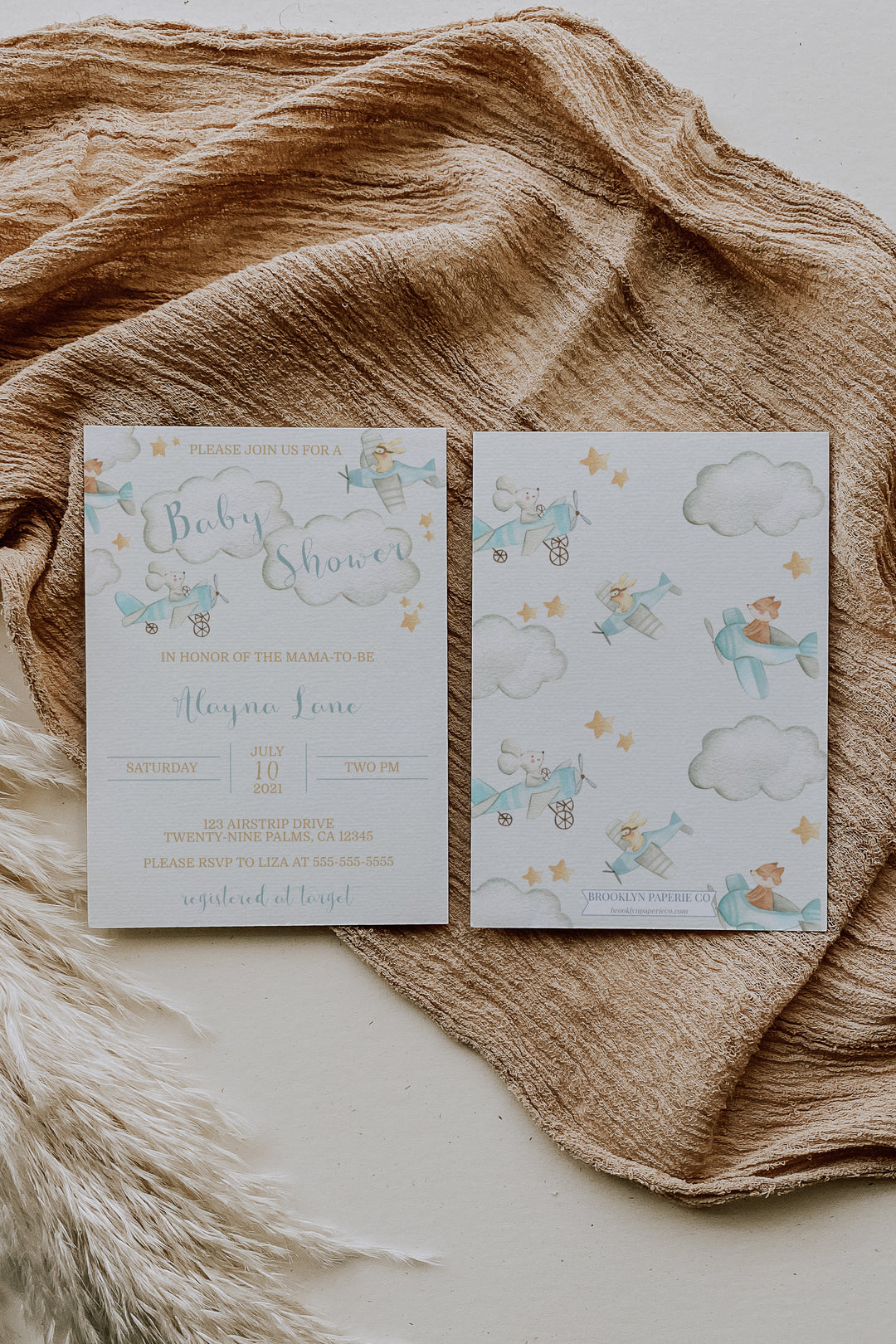 Vintage Airplane Theme Baby Shower Invitation - Airplane Baby Shower Invite - Boy Airplane Baby Shower Invitation - Boho Vintage Baby Shower