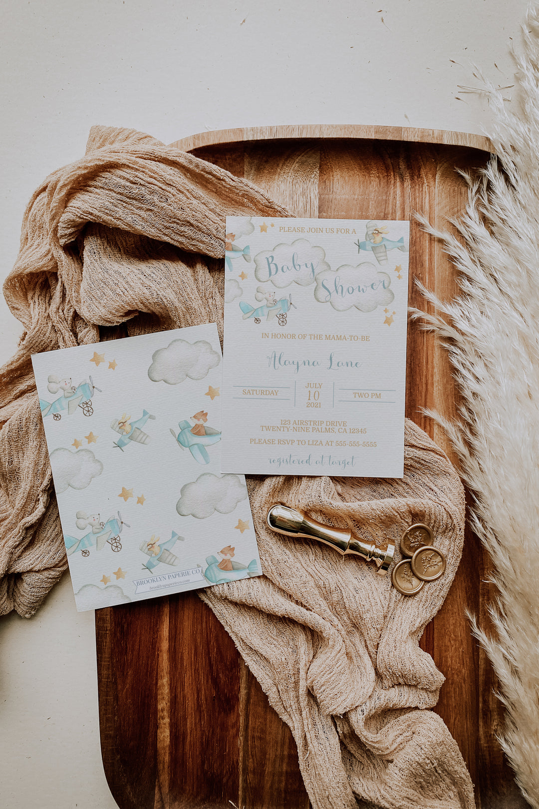 Vintage Airplane Theme Baby Shower Invitation - Airplane Baby Shower Invite - Boy Airplane Baby Shower Invitation - Boho Vintage Baby Shower