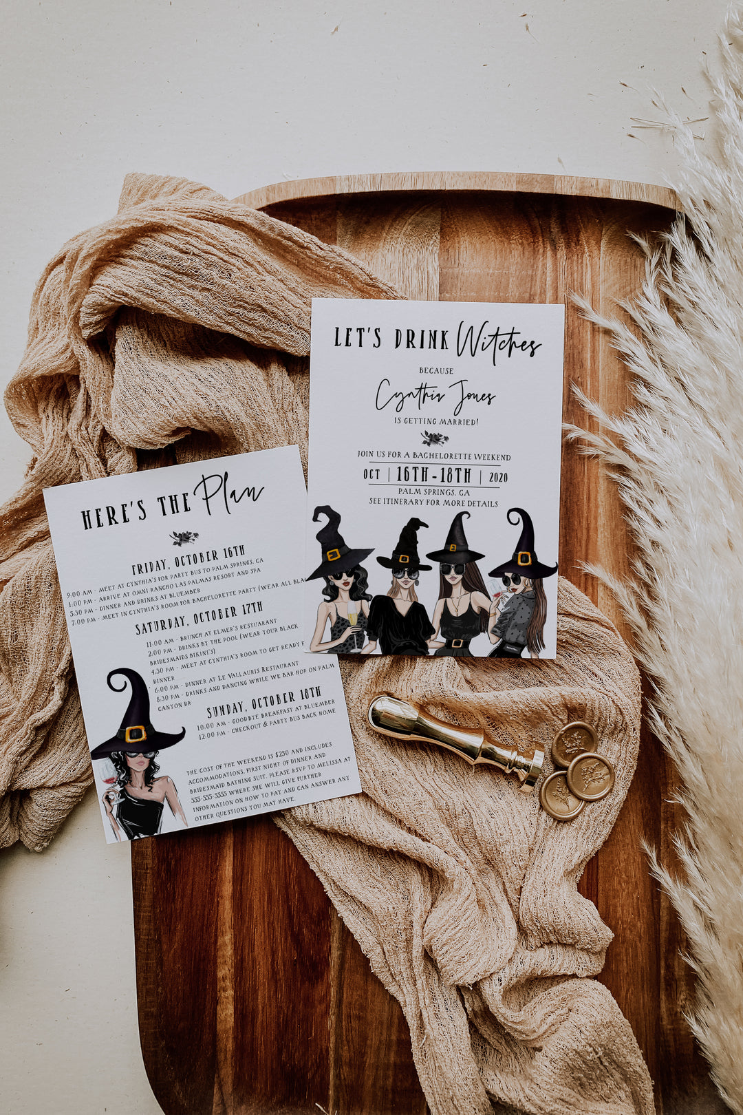 Halloween Bachelorette Party - Witchy Bachelorette Party Invitation - Let's Drink Witches Invitation - Witches Halloween Invitation