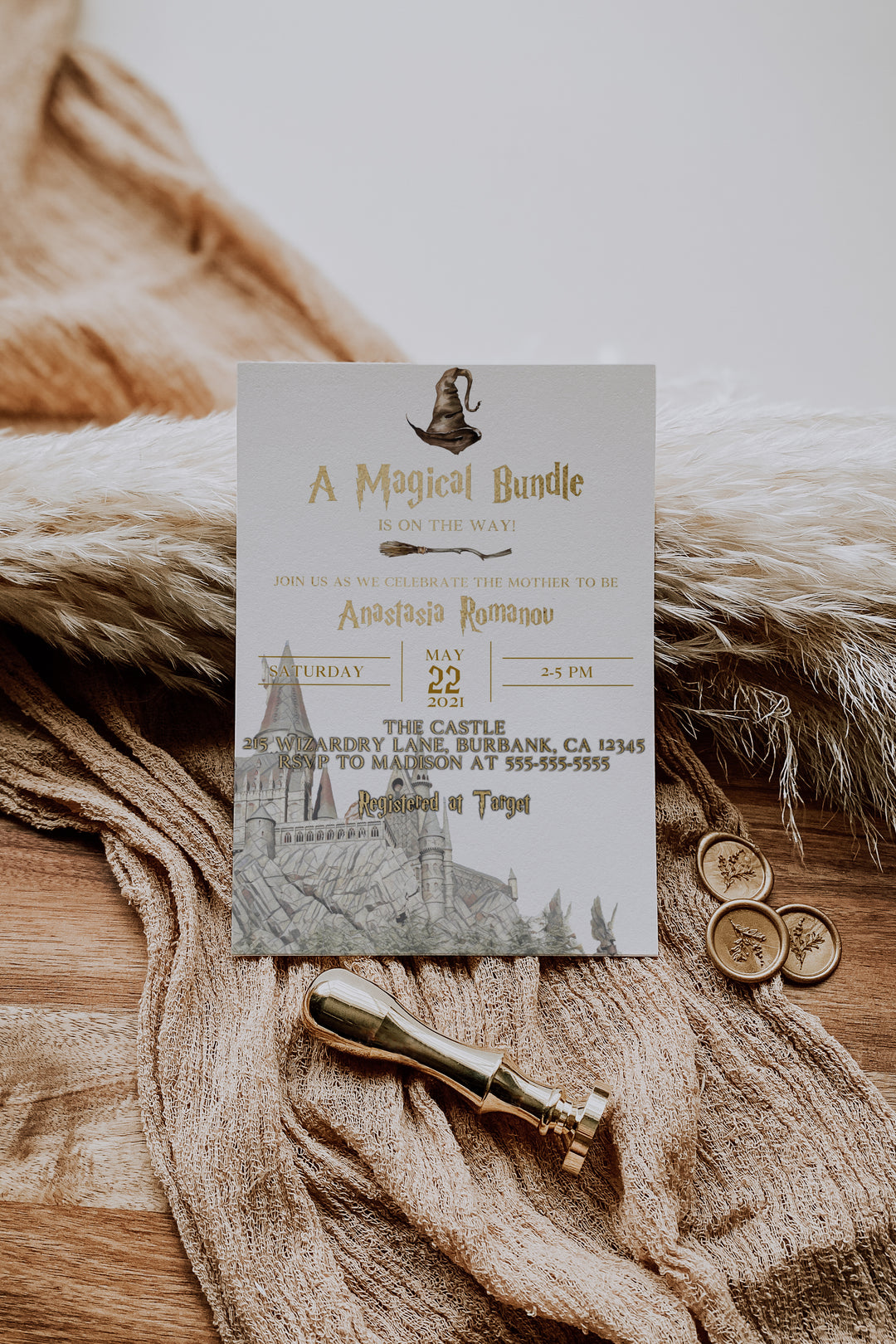 Wizard Baby Shower Invitation - Wizard School Baby Shower Invitation - Magical Wizard Baby Shower Invitation - Magic Wizard Baby Shower