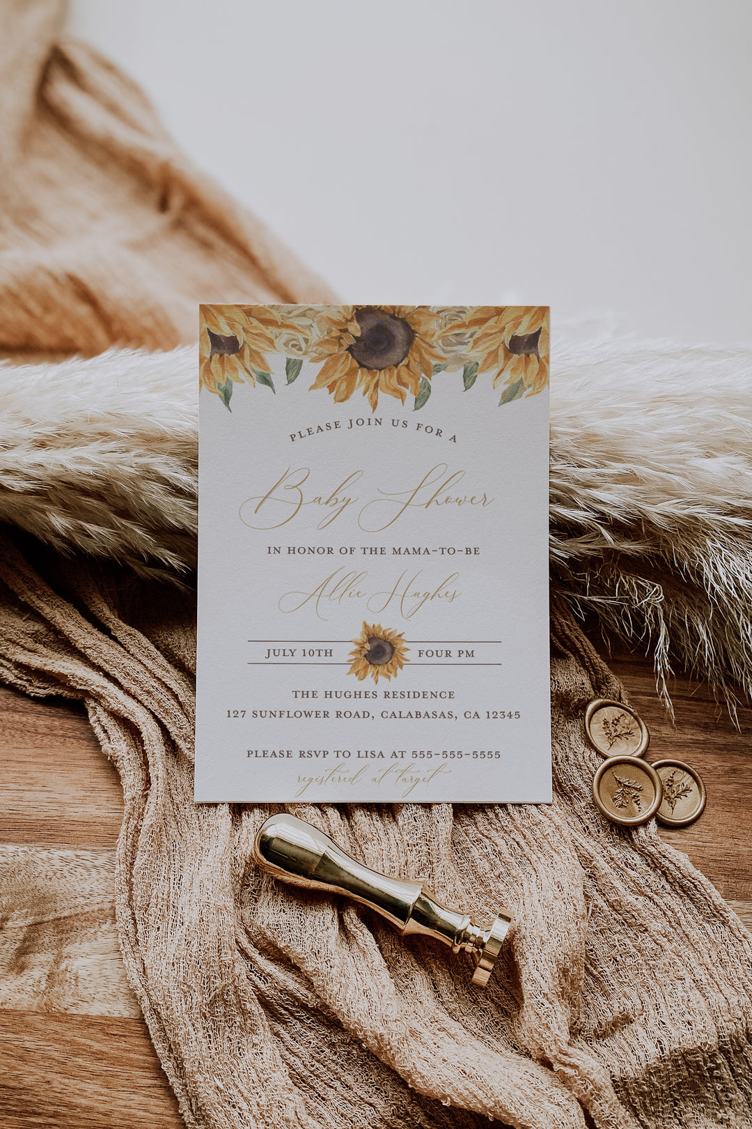Sunflower Baby Shower Invitation - Boho Sunflower Baby Shower Invitation - Our Little Sunflower Theme Invitation - Summer Baby Shower Invite