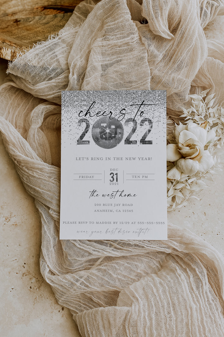 New Years Eve Invitation - Disco Theme New Years Invitation - Glam New Years Invitation - NYE Invitation - 2022 NYE Invite - Digital File
