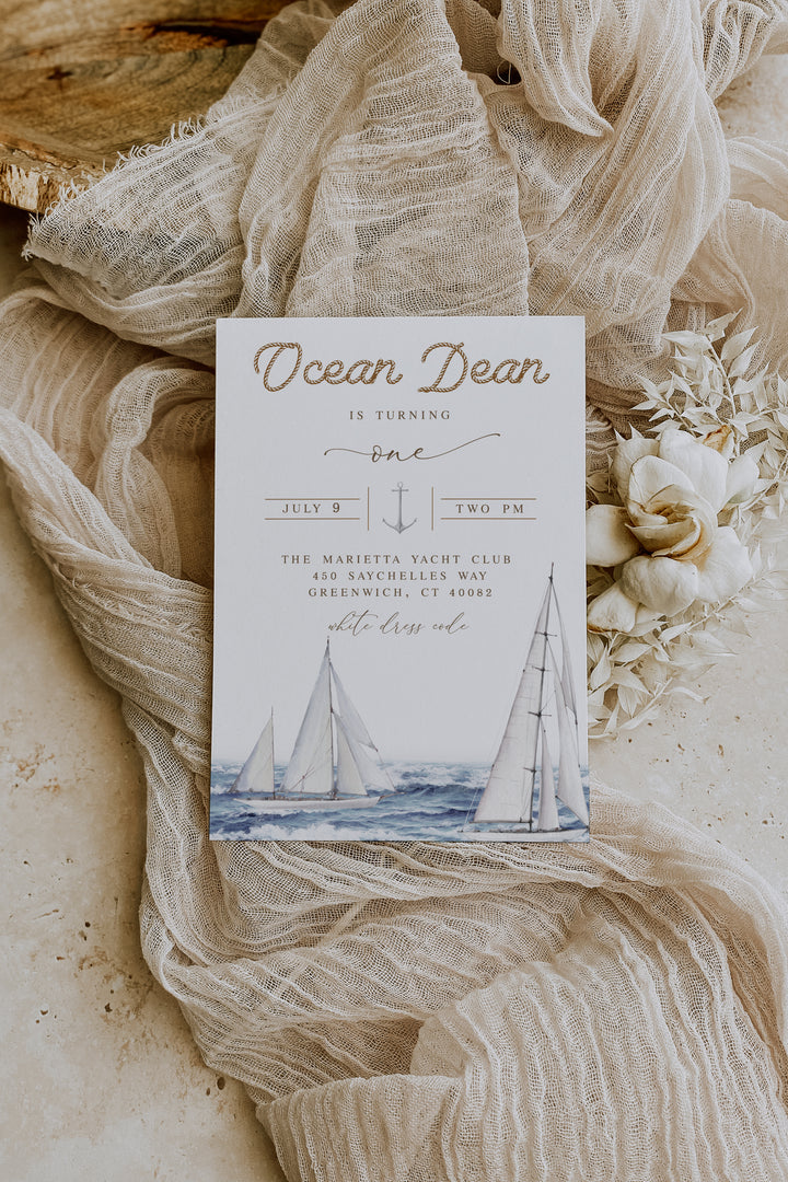 Nautical Invitation - Ocean Theme Invitation - Sailing Invitation - Neutral Nautical Invitation - Classy Sailing Invitation - Nautical Theme