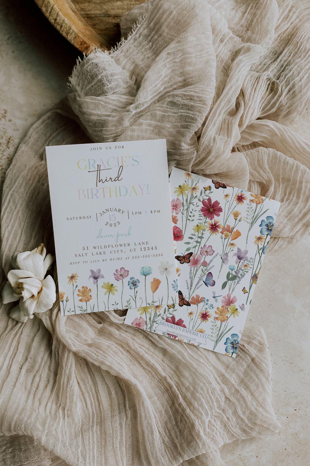 Wildflower Birthday Invitation Template - Floral Birthday Invite - Boho Floral Invitation - Wildflower Template - Birthday Invitation