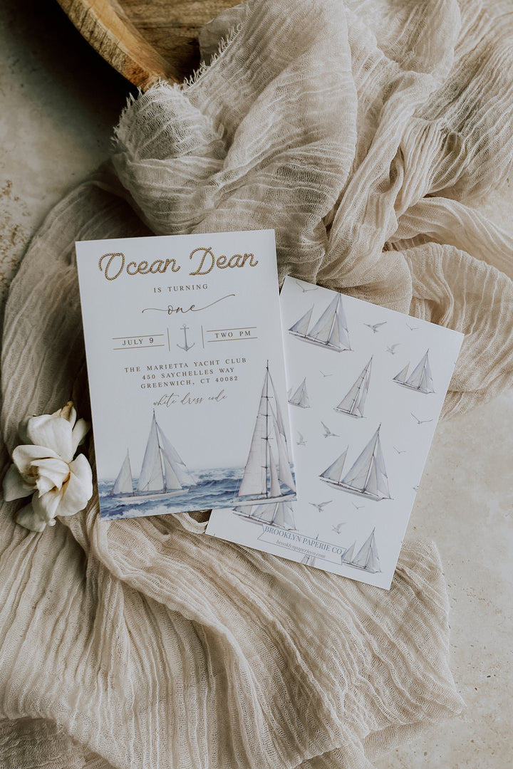 Nautical Invitation - Ocean Theme Invitation - Sailing Invitation - Neutral Nautical Invitation - Classy Sailing Invitation - Nautical Theme