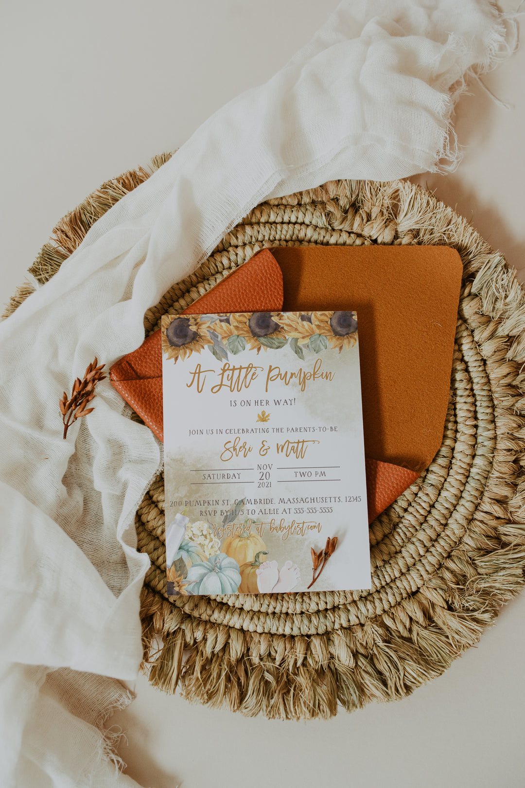 Sunflowers & Pumpkins Baby Shower Invite - Sunflower Baby Shower Theme - Fall Baby Shower Theme - Pumpkin Baby Shower Theme - Sunflower Fall