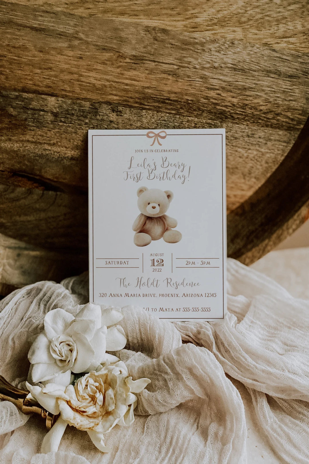 Bear Themed Birthday Invitation - Bear Invitation - Beary First Birthday - Teddy Bear Invitation - Teddy Bear Birthday Party - Baby Bear Invitation