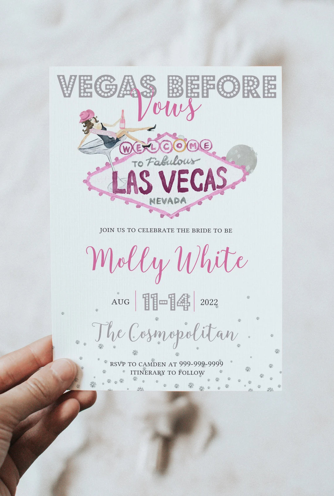 Vegas before Vows Invitation - Vegas Bachelorette Invitation - Bachelorette Party Invitation - Bachelorette Weekend Invite - Vegas Bachelorette Invitation