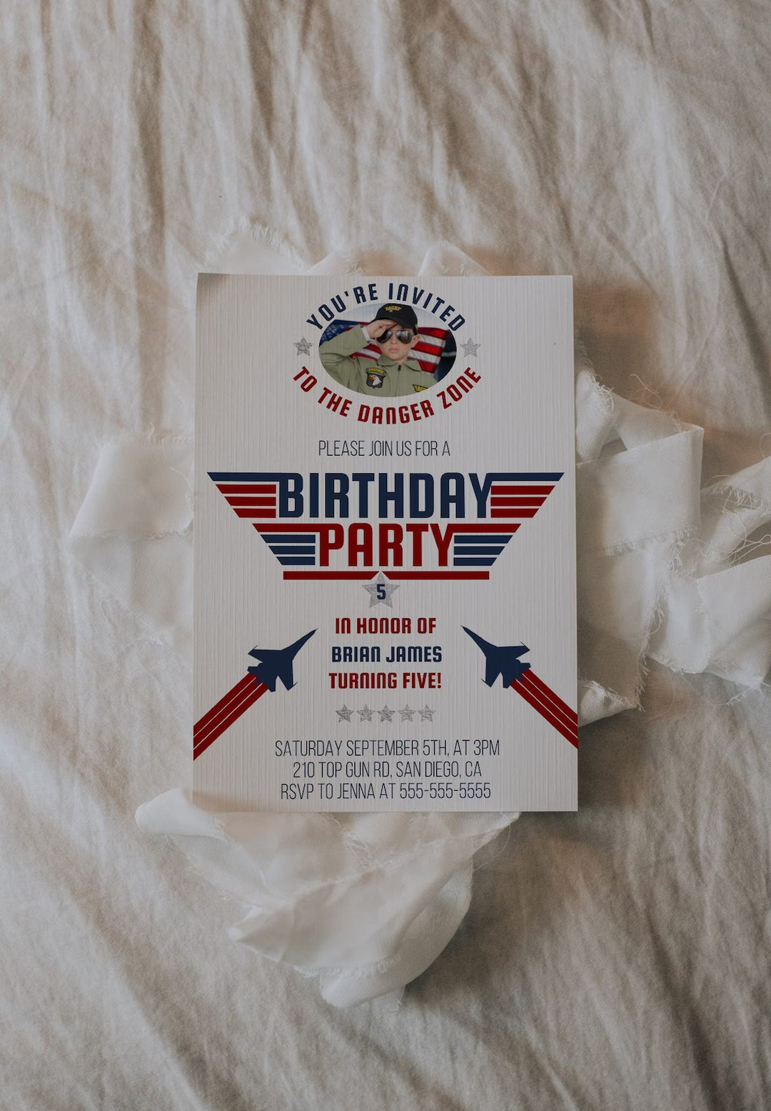 Fighter Pilot Invitation Picture - Boys Airplane Invitation with Photo - Photo Birthday Invitation - Boys Birthday Invitation - Planes