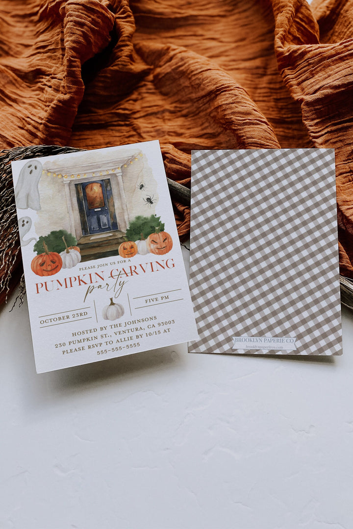 Pumpkin Carving Party Invitation - Halloween Carving Invitation - Halloween Party Invitation - Boho Halloween Invitation - Pumpkin Invite