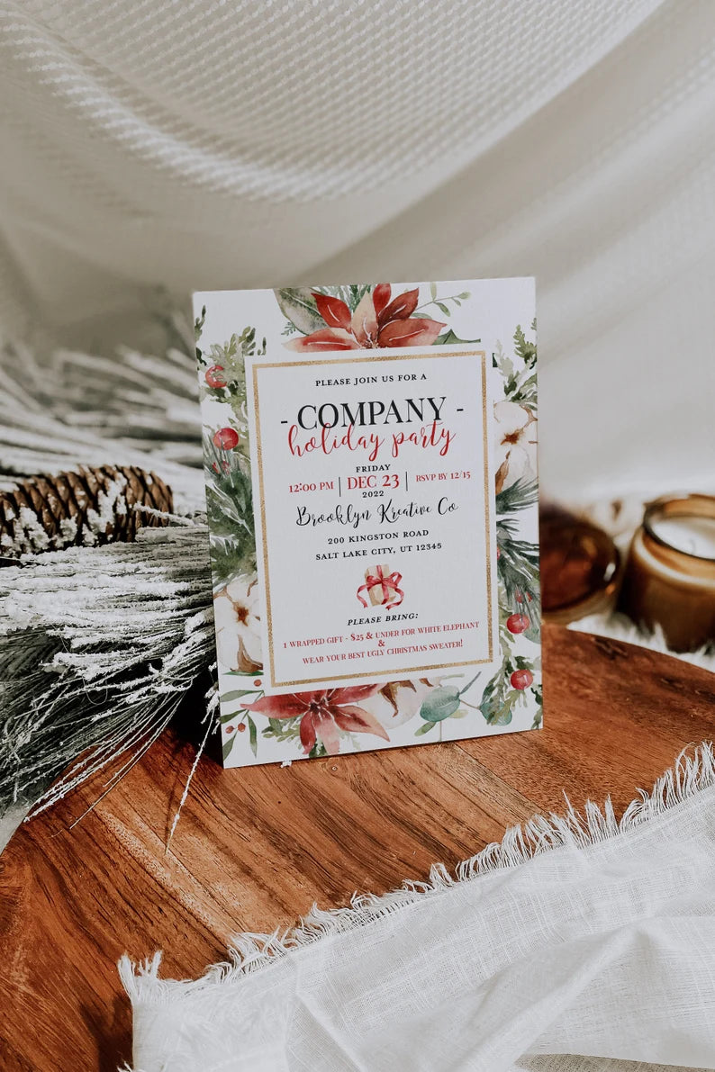 Company Christmas Party Invitation - Company Holiday Party - Corporate Christmas Party Invite - Work Christmas Party Invitation - Work Xmas Invite