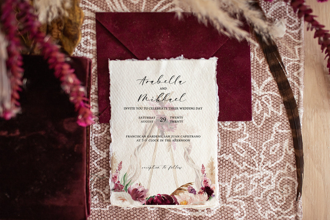 Boho Wedding Invitation - Wedding Invitation Set - BOHEMIAN Wedding Template Bundle - Wedding Invite - Wedding Template Set - Boho Theme