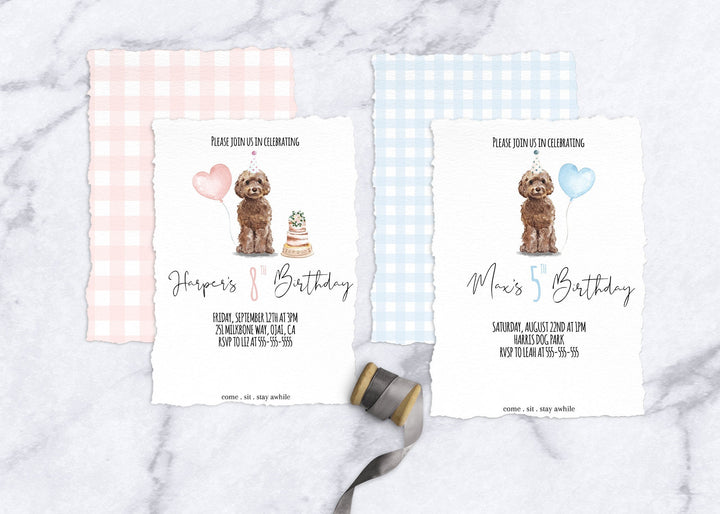 Cockapoo Dog Birthday Invitation - Poodle Birthday Bash Invitation - Poodles Birthday Theme Invitation - Dog Themed Birthday Invitation