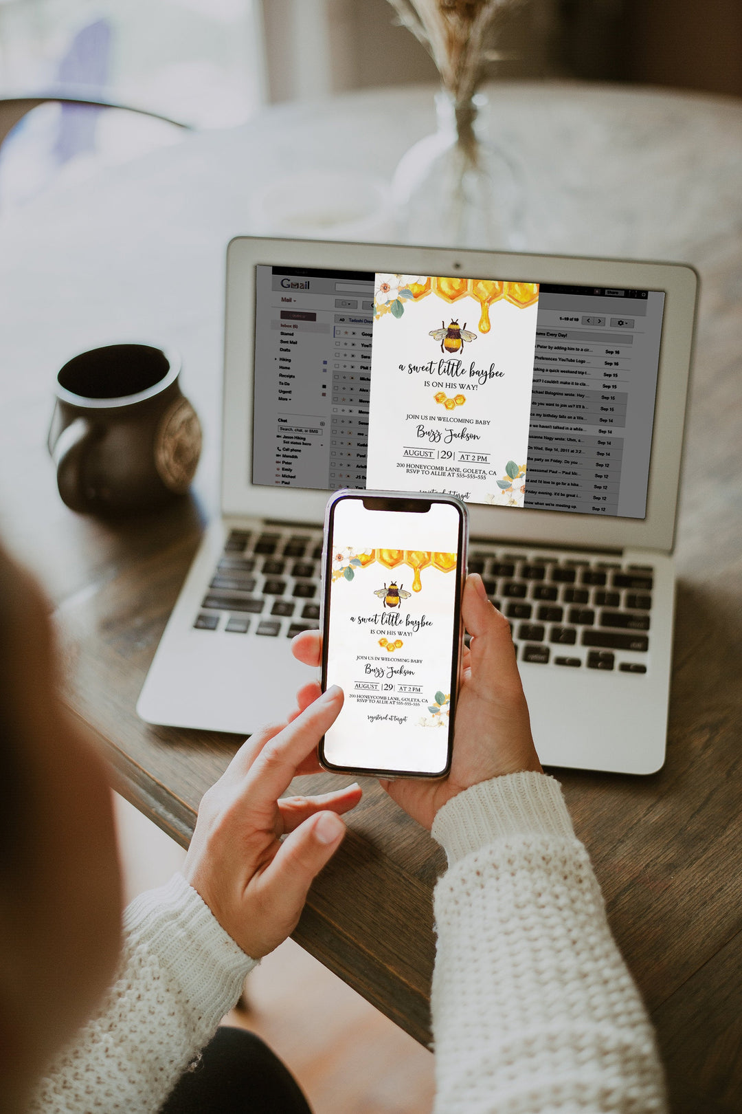 Bee Themed Baby Shower Invitation - Honey Bee Baby Shower Invitation - Bumble Bee Baby Shower Invitation - Yellow Baby Shower Invitation