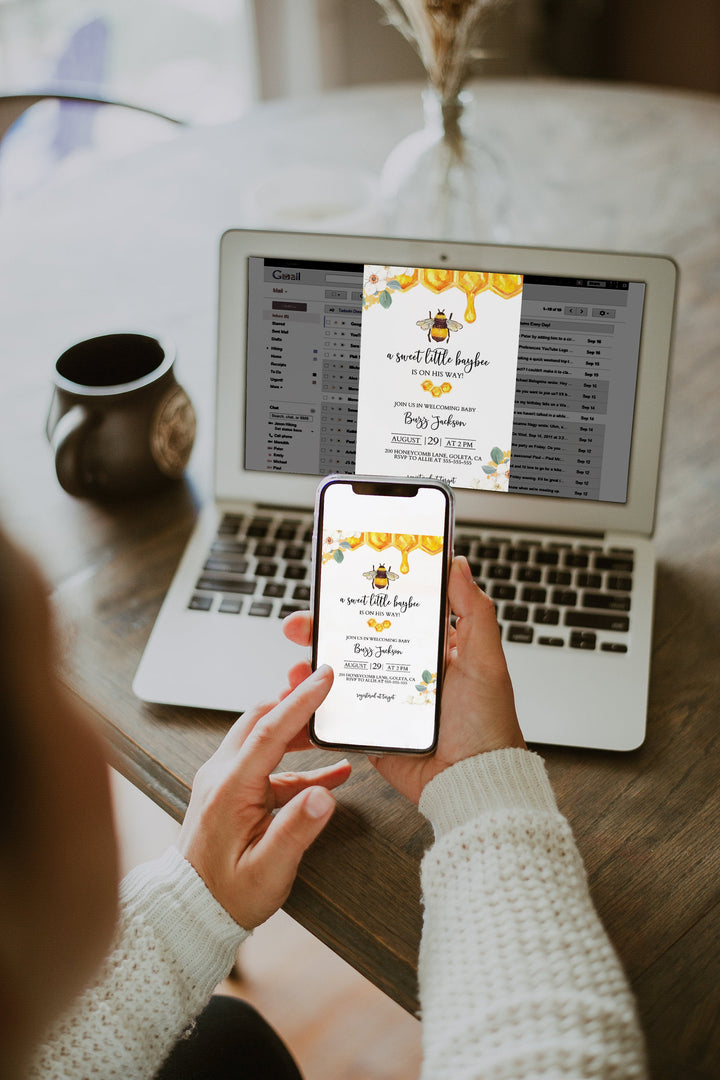 Bee Themed Baby Shower Invitation - Honey Bee Baby Shower Invitation - Bumble Bee Baby Shower Invitation - Yellow Baby Shower Invitation