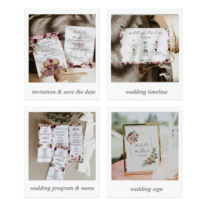 Boho Wedding Invitation - Wedding Invitation Set - BOHEMIAN Wedding Template Bundle - Wedding Invite - Wedding Template Set - Boho Theme