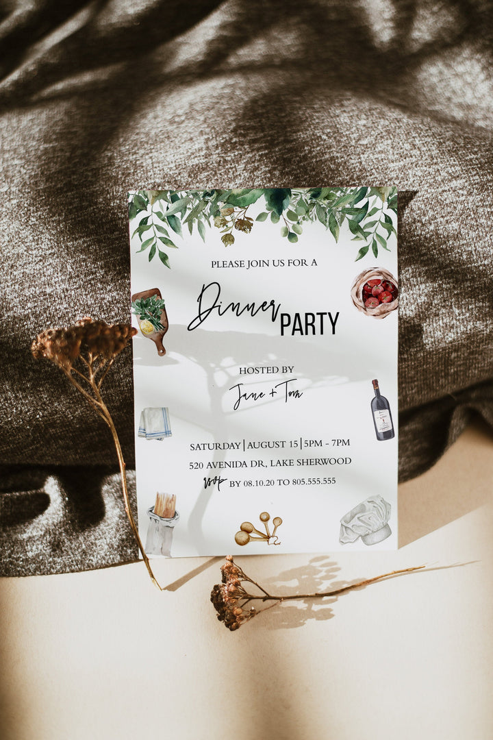 Dinner Party Printable Invitation - Housewarming Dinner Party Invitation - Rehearsal Dinner Party Invitation - Neighborhood Dinner Party