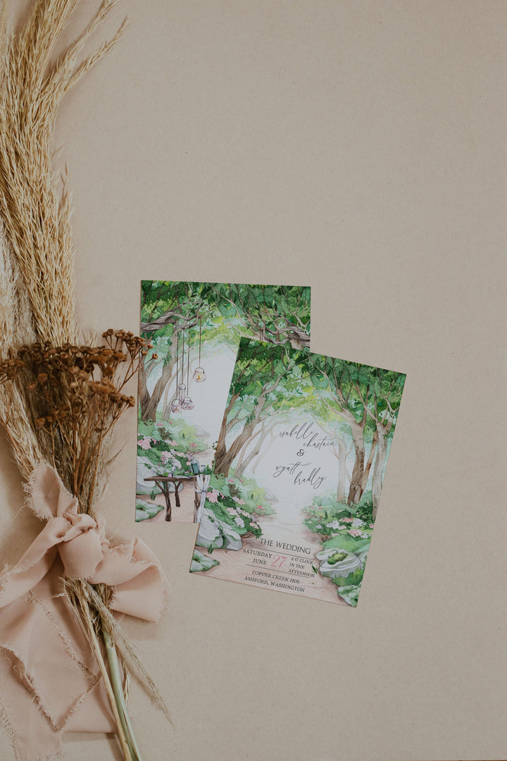 Garden Wedding Invitation Template - Forest Wedding Invitation - Spring Wedding Invitation - Instant Download Wedding Invitation - Editable