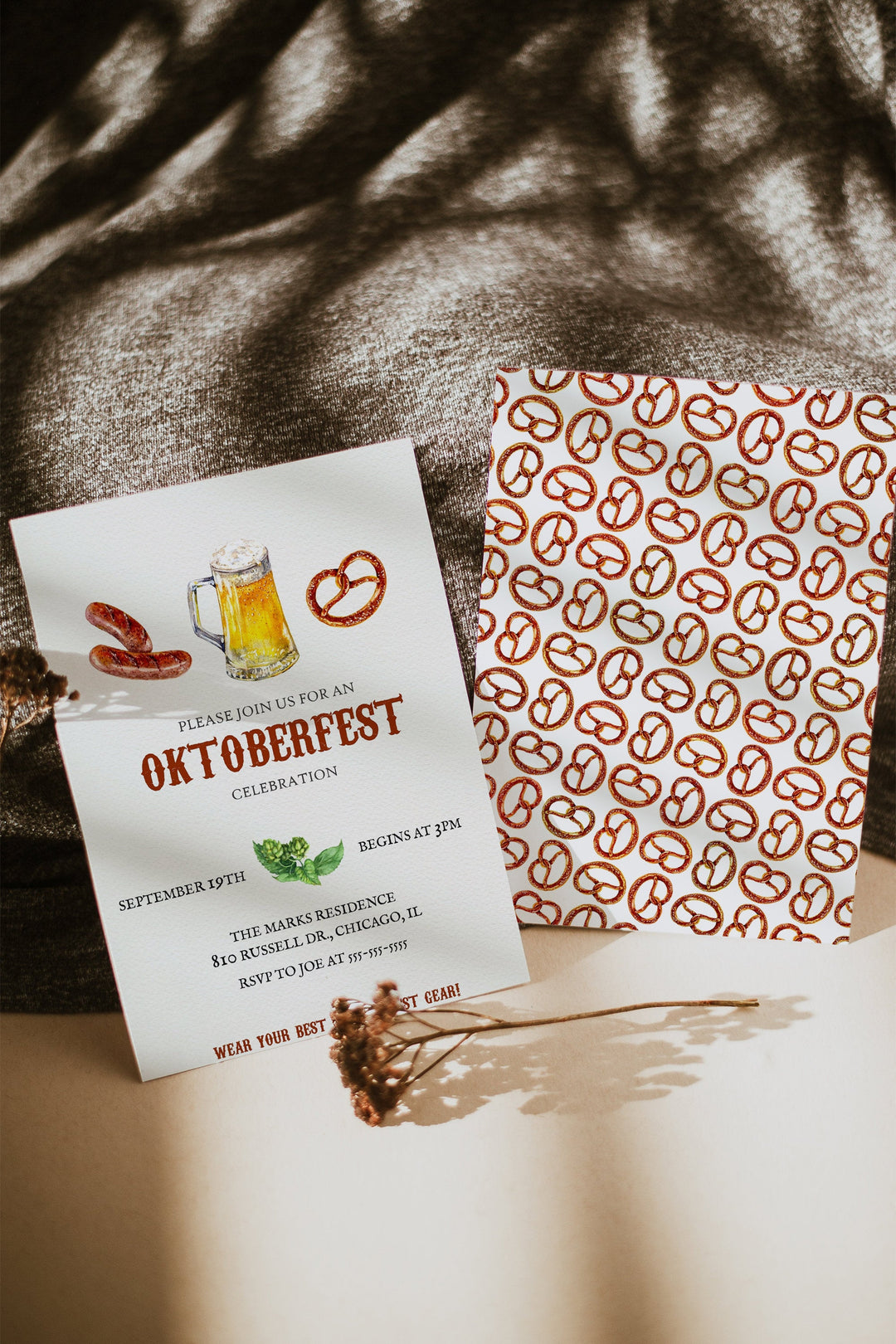Oktoberfest House Party Invitation - Oktoberfest Celebration Invitation - German Party Invitation - Bratwurst & Beer Invitation - Beer Party