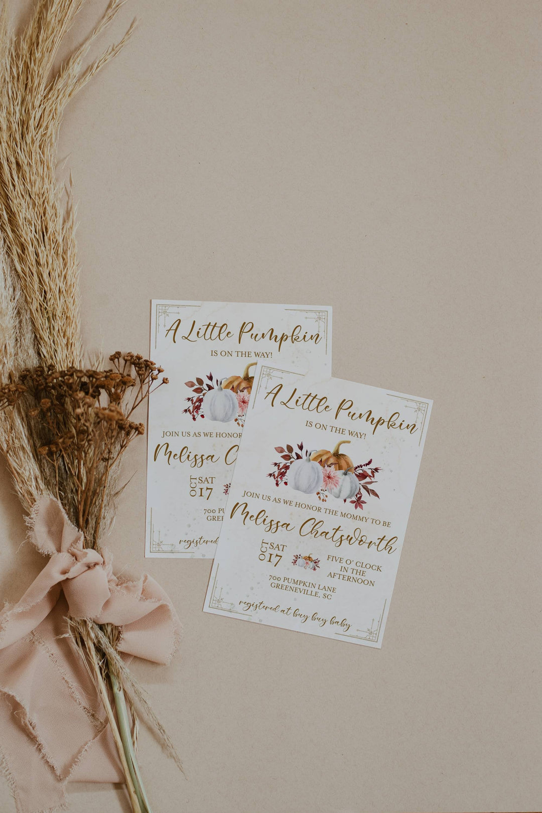 Little Pumpkin Baby Shower Invitation - November Baby Shower Invitation - Fall Pumpkin Baby Shower Invitation - Floral Pumpkin Invitation