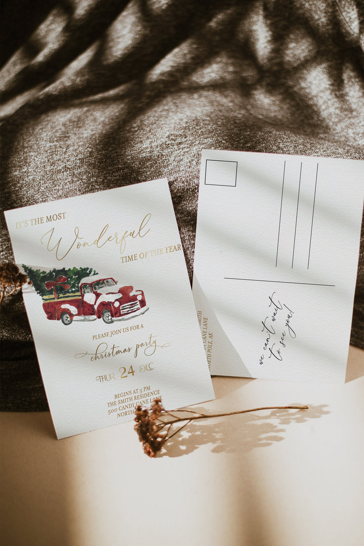 Christmas Party Invitation - Christmas Party Postcard - Holiday Party Invitation - Family Christmas Party Invitation - Christmas