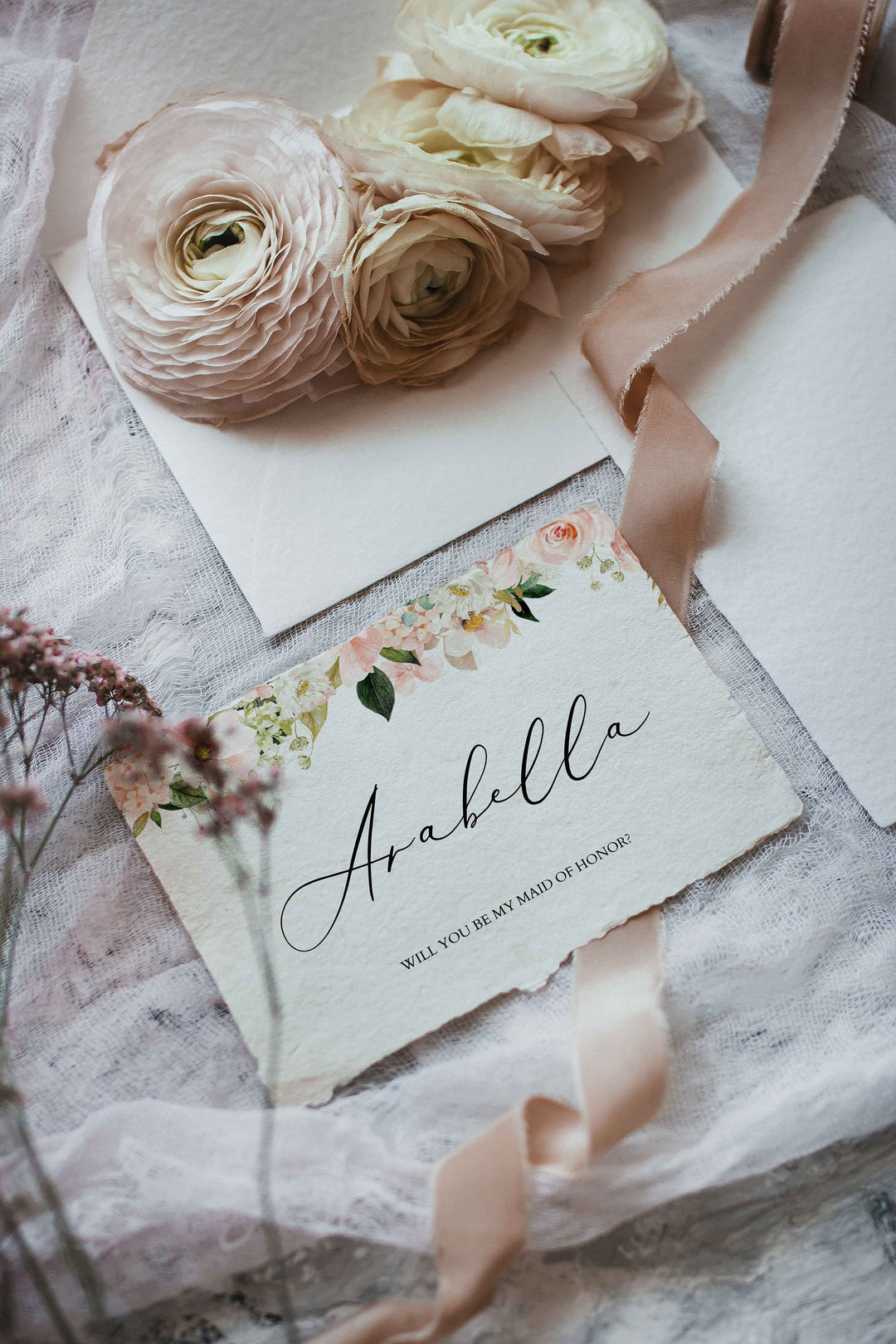 Bridesmaid Proposal Card - Printable Maid of Honor Proposal Card - Floral Bridesmaid Proposal Card - Simple Floral Maitron of Honor Proposal