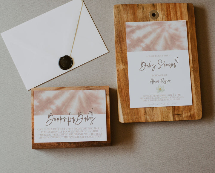 Neutral Boho Tie Dye Invitation - Neutral Tie Dye Bridal Shower Invitation - Boho Tie Dye Invitation - Tan Tie Dye Baby Shower Invitation