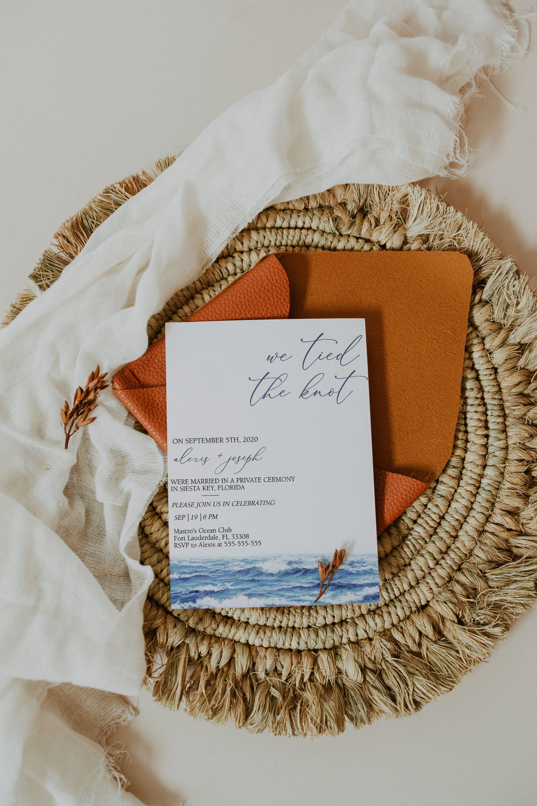 Nautical Beach Wedding Invitation - Beach Elopement Invitation - Beach Reception Invitation - Nautical Wedding Reception Invitation - Beachy