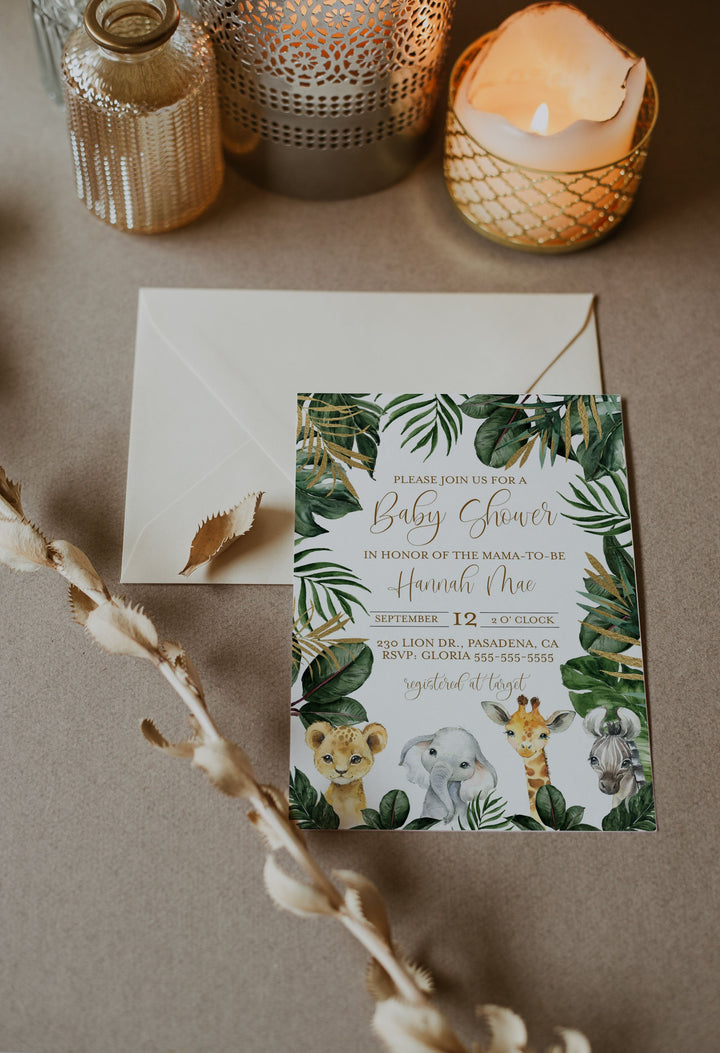 Safari Baby Shower Invitation - Elephant Baby Shower Invitation - Animal Baby Shower Invitation - Jungle Baby Shower Invitation - Printable