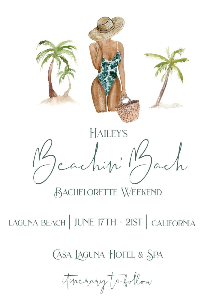 Beach Bachelorette Weekend Invitation - Beachin' Bach Invitation - Girls Trip Weekend Invitation - Beach Bachelorette Party Invitation
